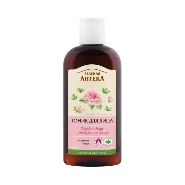 Тоник для лица Зеленая Аптека розовая вода и миндальное масло для зрелой кожи 200 мл