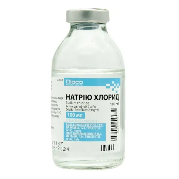 Натрия хлорид раствор для инфузий 0,9% бутылка стеклянная 100 мл