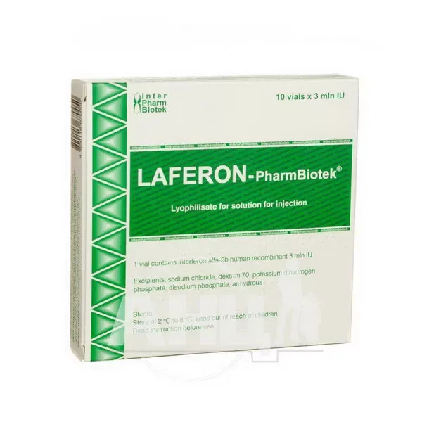 Лаферон-ФармБіотек ліофілізований порошок для розчину для ін'єкцій 3000000 МО флакон №10