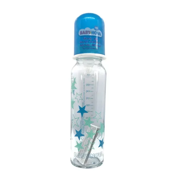 Бутылочка для кормления Baby-Nova 43705-2 стекло декор для мальчика 250 мл