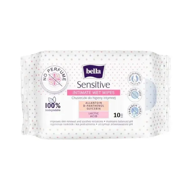 Влажные салфетки Bella Sensitive для интимной гигиены №10