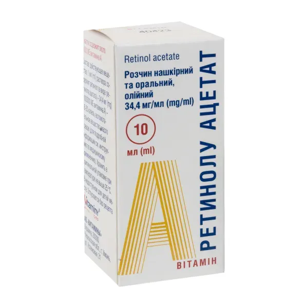 Ретинола ацетат раствор масляный накожный/оральный 34,4 мг/мл флакон 10 мл
