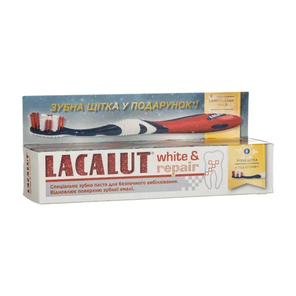 Зубная паста Lacalut white and repair 75 мл + зубная щетка (акция)