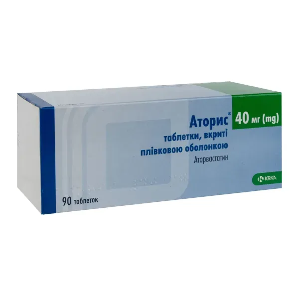 Аторис таблетки покрытые пленочной оболочкой 40 мг №90