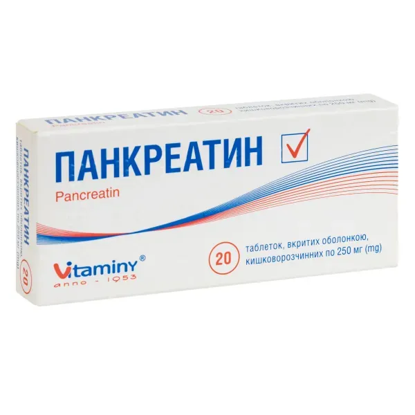 Панкреатин таблетки покрытые оболочкой кишечно-растворимой блистер №20