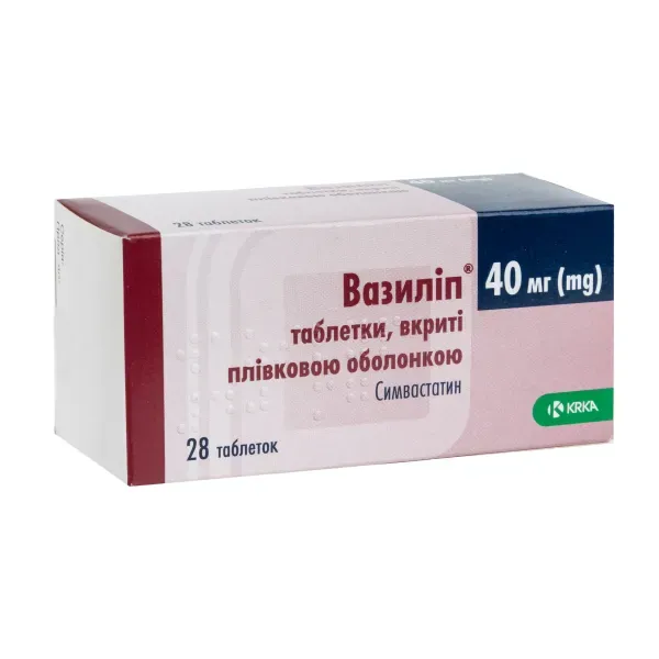 Вазилип таблетки покрытые пленочной оболочкой 40 мг №28
