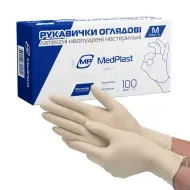 Перчатки смотровые латексные без пудры нестерильные МР MedPlast размер M пара
