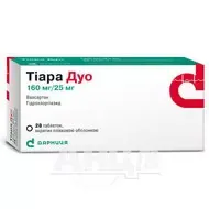 Тиара Дуо таблетки покрытые пленочной оболочкой 160 мг + 25 мг №28