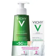 Дерматологічний догляд Vichy Normaderm для проблемної шкіри: Гель для глибокого очищення 200 мл + Щоденний флюїд 50 мл