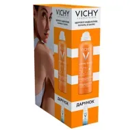 Набір Vichy Capital Soleil зволожуючий сонцезахисний водостійкий спрей-вуаль SPF50 200 мл + Термальна Вода засіб для догляду за шкірою 50 мл
