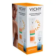 Сонцезахисний матуючий крем 3-в-1 Vichy Capital Soleil для жирної проблемної шкіри обличчя SPF 50+ 50 мл + Термальна вода 50 мл