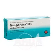 Метфогама 500 таблетки вкриті плівковою оболонкою 500 мг №30