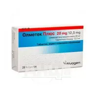 Олметек плюс таблетки покрытые пленочной оболочкой 20 мг + 12,5 мг блистер №28