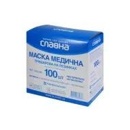 Маска медицинская Славна нестерильная 3-х слойная на резинках №100