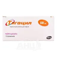 Тигацил порошок для приготовления раствора для инфузий 50 мг флакон №10