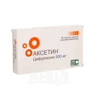 Аксетин таблетки покрытые пленочной оболочкой 500 мг стрип №10