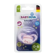 Пустышка Baby-Nova силиконовая ортодонтическая ночная розовая размер 1