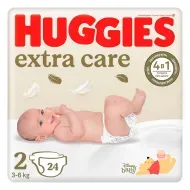 Подгузники детские гигиенические для новорожденных Huggies Extra Care размер 2 (3-6 кг) №24