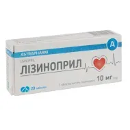 Лізиноприл таблетки 10 мг блістер №20