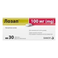 Лозап таблетки покрытые оболочкой 100 мг блистер №30