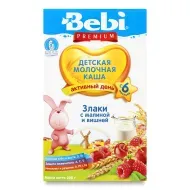 Молочная каша Bebi Premium злаки, малина и вишня 200 г