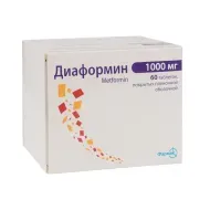 Диаформин таблетки покрытые пленочной оболочкой 1000 мг блистер №60