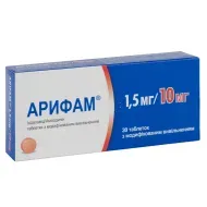 Арифам 1,5 мг/10 мг таблетки с модифицированным высвобождением 1,5 мг + 10 мг блистер №30
