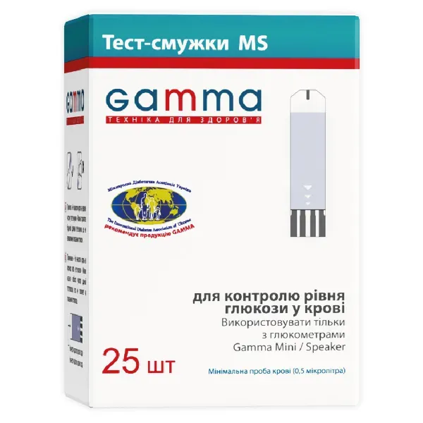 Тест-смужки для глюкометрів Gamma MS №25