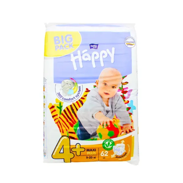 Подгузники детские гигиенические Bella Baby Happy Maxi Plus green tea №62