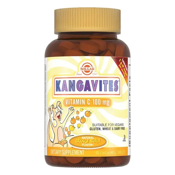 Solgar Кангавитес с витамином С 100 мг со вкусом апельсина таблетки №90