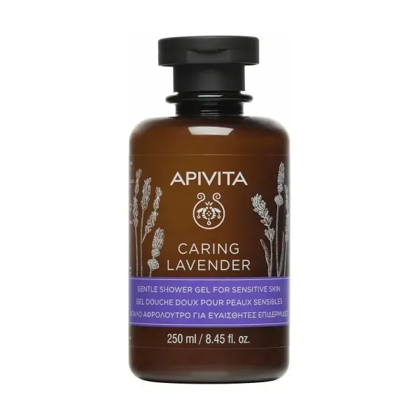 Ніжний гель для душу Apivita Caring Lavender для чутливої шкіри з лавандою 250 мл