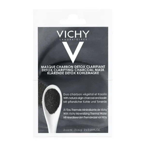 Маска-детокс с углем и каолином для глубокого очищения кожи лица Vichy Detox Clarifying Charcoal Mask 2х6мл