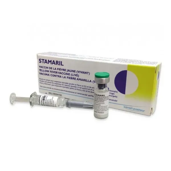 Стамарил вакцина для профілактики жовтої лихоманки порошок для приготування суспензії для ін'єкцій 1 доза флакон з розчинником у шприці 0,5 мл №1