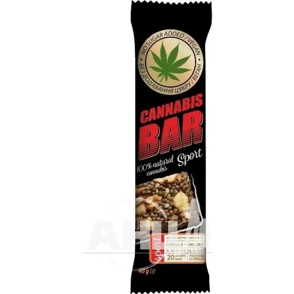 Батончик Cannabis Bar волоський горіх і канабіс 40 г