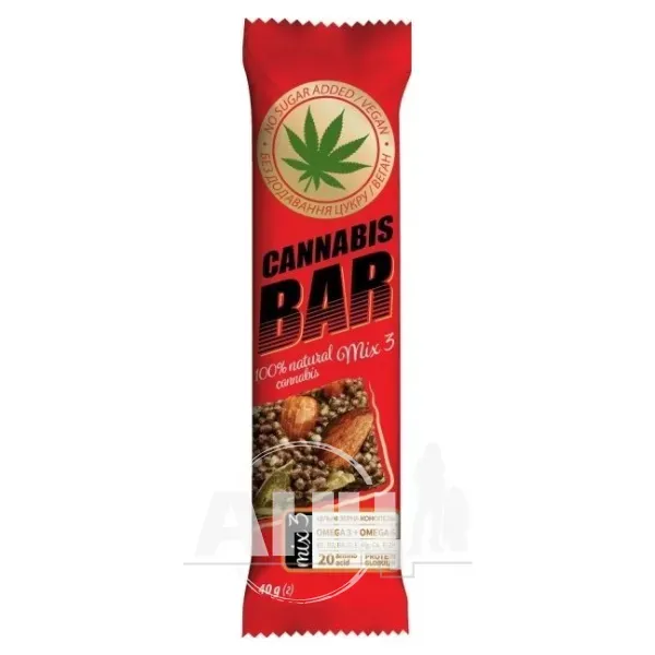 Батончик Cannabis Bar горіховий мікс і канабіс 40 г
