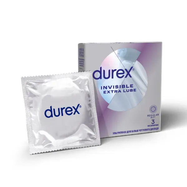 Презервативи Durex Invisible Extra Lube ультратонкі №3