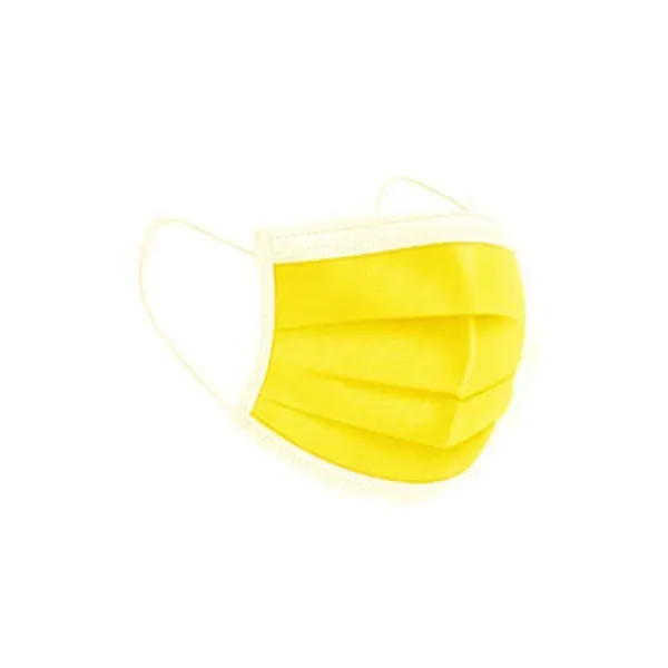 Маска медична одноразова із вушними петлями жовта з логотипом