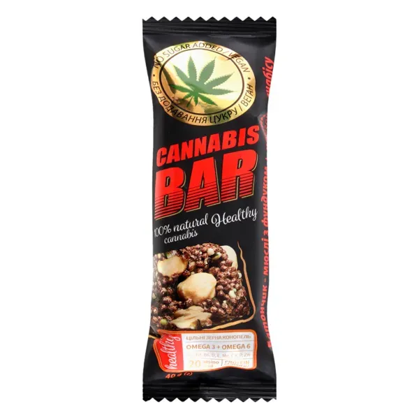 Батончик-мюслі Cannabis Bar з мигдалем + насіння канабісу по 40 г