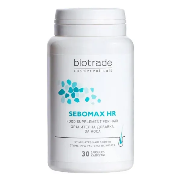 Витаминно-минеральный комплекс против выпадения волос с биотином, цинком и селеном Biotrade SEBOMAX HR №30