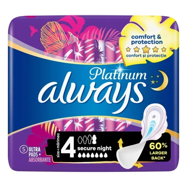 Гігієнічні прокладки Always Platinum Secure Night Розмір 4 №5