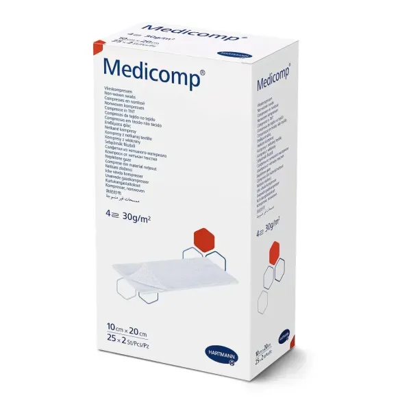 Серветки стерильні з нетканого матеріалу Medicomp Медікомп 10 см х 20 см по 2 штуки в пакунку №1