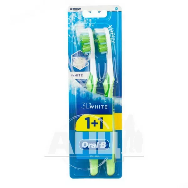 Зубна щітка Oral-B 3D White Fresh 40 середня 1+1