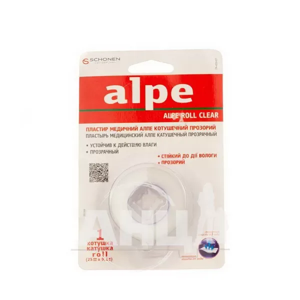 Пластир медичний Alpe котушковий прозорий 2,5 см х 9,1 м