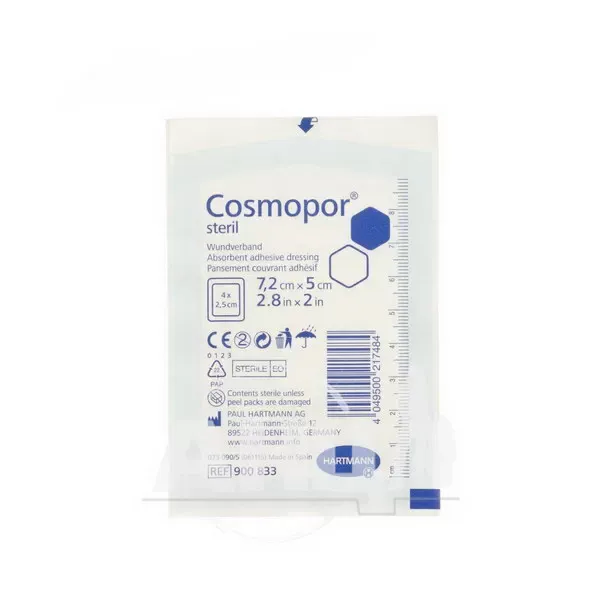 Пов'язка пластирного типу самоклеюча на рану Cosmopor Steril стерильна 7,2 см х 5 см №1