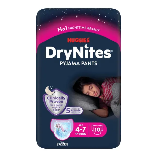 Подгузники-трусики Huggies DryNites для девочек 4-7 лет (17-30 кг) №10