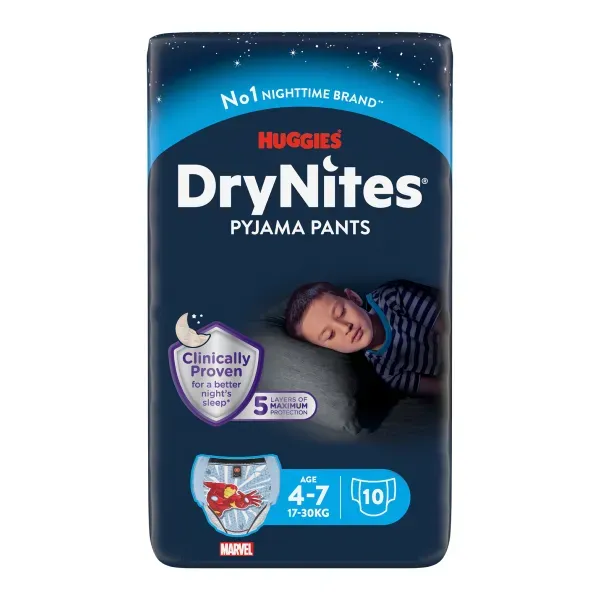 Подгузники-трусики Huggies DryNites для мальчиков 4-7 лет (17-30 кг) №10
