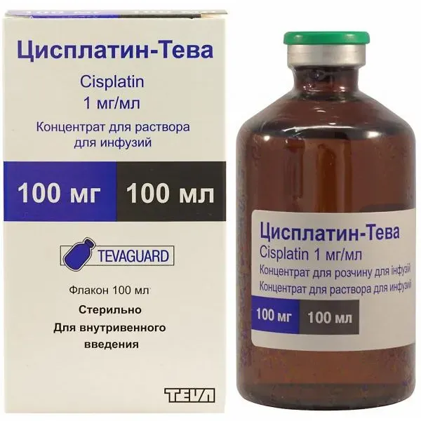 Цисплатин-Тева концентрат для раствора для инфузий 1 мг/мл флакон 100 мл №1