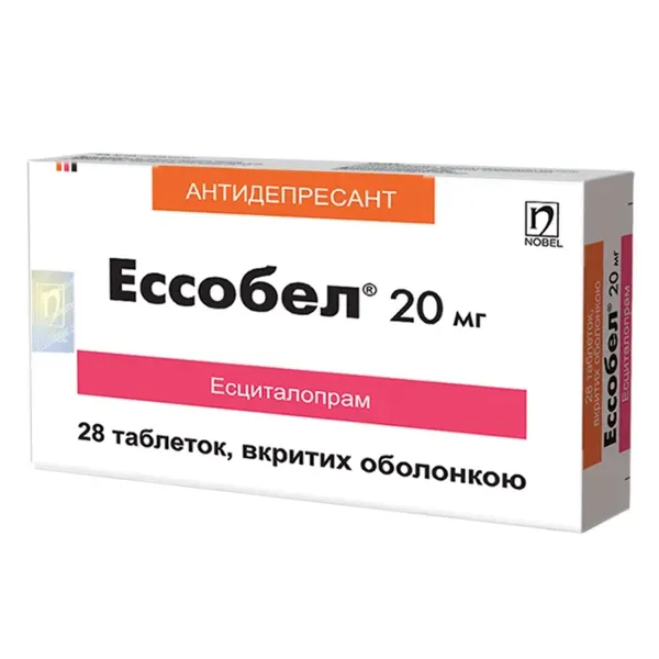 Есобел таблетки вкриті оболонкою 20 мг №28