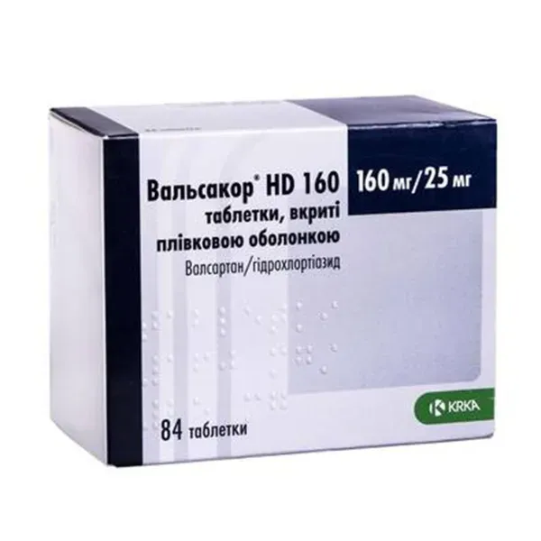 Вальсакор HD 160 таблетки вкриті плівковою оболонкою 160 мг + 25 мг блістер №84