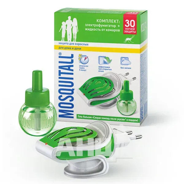 Фумігатор + рідина від комарів Mosquitall 30 ночей для дорослих
